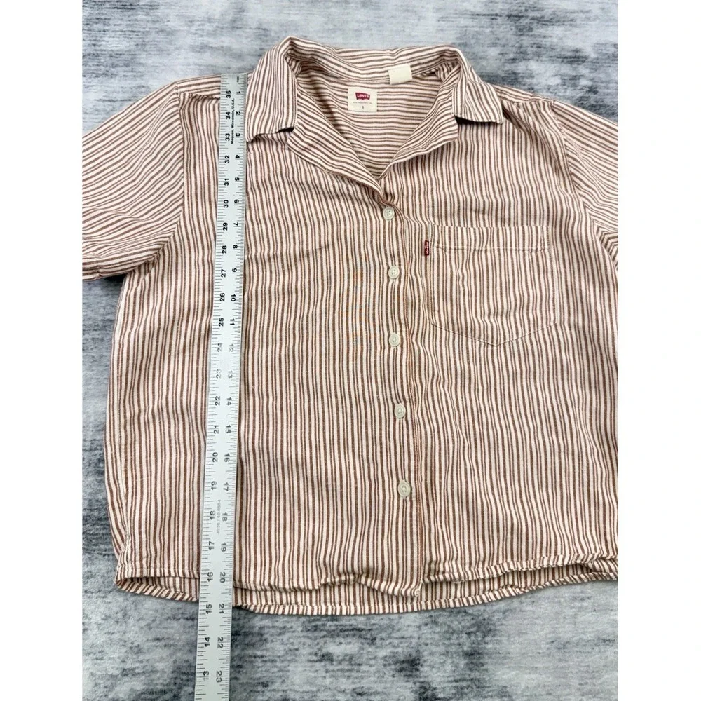Levi's Women's Aiden Short Sleeve Button Front Shirt Sz Sm Boxy Lagenlook Boho